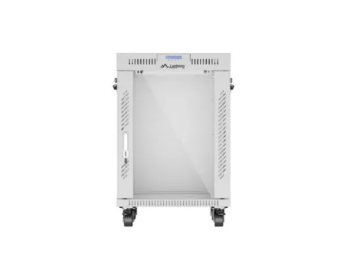 Lanberg FF01-6615-12SL 19" 15U SZÉL:600mm MÉLY:600mm MAG:922mm lapraszerelt LCD üvegajtós szürke álló rack szekrény
