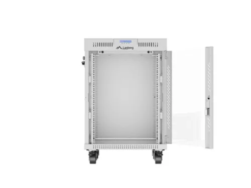 Lanberg FF01-6615-12SL 19" 15U SZÉL:600mm MÉLY:600mm MAG:922mm lapraszerelt LCD üvegajtós szürke álló rack szekrény