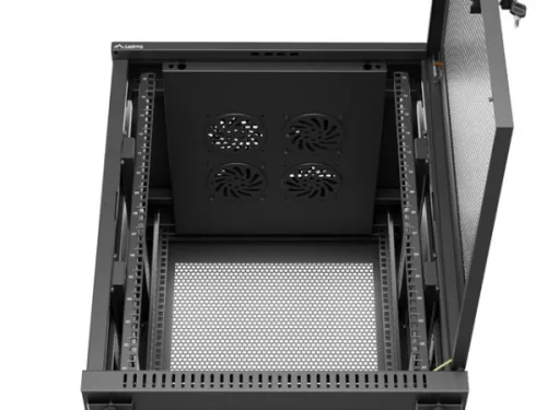 Lanberg FF01-6615-23B 19" 15U SZÉL:600mm MÉLY:600mm MAG:842mm lapraszerelt hálós fémajtós fekete álló rack szekrény
