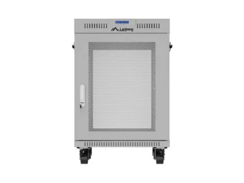 Lanberg FF01-6615-23SL 19" 15U SZÉL:600mm MÉLY:600mm MAG:820mm lapraszerelt LCD hálós fémajtós szürke álló rack szekrény
