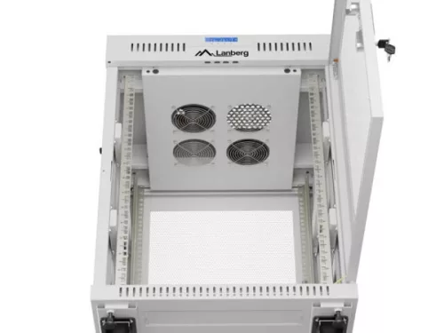 Lanberg FF01-6615-23SL 19" 15U SZÉL:600mm MÉLY:600mm MAG:820mm lapraszerelt LCD hálós fémajtós szürke álló rack szekrény