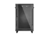 Lanberg FF01-6618-12B 19" 18U SZÉL:600mm MÉLY:600mm MAG:900mm lapraszerelt üvegajtós fekete álló rack szekrény