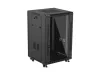 Lanberg FF01-6618-12B 19" 18U SZÉL:600mm MÉLY:600mm MAG:900mm lapraszerelt üvegajtós fekete álló rack szekrény