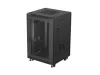 Lanberg FF01-6618-23B 19" 18U SZÉL:600mm MÉLY:600mm MAG:900mm lapraszerelt hálós fémajtós fekete álló rack szekrény