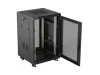 Lanberg FF01-6618-23B 19" 18U SZÉL:600mm MÉLY:600mm MAG:900mm lapraszerelt hálós fémajtós fekete álló rack szekrény