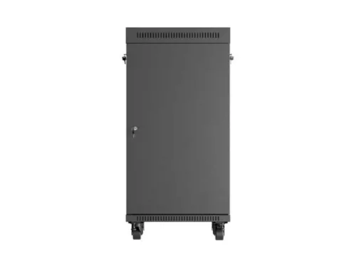 Lanberg FF01-6622-12BL 19" 22U SZÉL:600mm MÉLY:600mm MAG:1234mm lapraszerelt LCD üvegajtós fekete álló rack szekrény