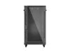 Lanberg FF01-6622-12B 19" 22U SZÉL:600mm MÉLY:600mm MAG:1159mm lapraszerelt üvegajtós fekete álló rack szekrény