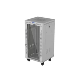   Lanberg F01-6622-12SL 19" 22U SZÉL:600mm MÉLY:600mm MAG:1131mm lapraszerelt LCD üvegajtós szürke álló rack szekrény
