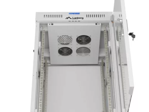 Lanberg F01-6622-12SL 19" 22U SZÉL:600mm MÉLY:600mm MAG:1131mm lapraszerelt LCD üvegajtós szürke álló rack szekrény