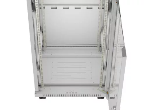 Lanberg F01-6622-12SL 19" 22U SZÉL:600mm MÉLY:600mm MAG:1131mm lapraszerelt LCD üvegajtós szürke álló rack szekrény