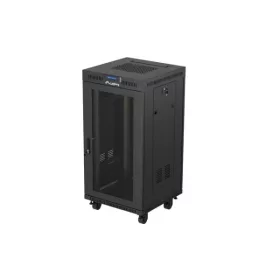   Lanberg FF01-6622-23BL 19" 22U SZÉL:600mm MÉLY:600mm MAG:1239mm lapraszerelt LCD hálós fémajtós fekete álló rack szekrény