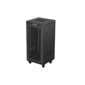   Lanberg FF01-6624-23BL 19" 24U SZÉL:600mm MÉLY:800mm MAG:1320mm lapraszerelt LCD hálós fémajtós fekete álló rack szekrény