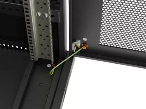 Lanberg FF01-6624-23BL 19" 24U SZÉL:600mm MÉLY:800mm MAG:1320mm lapraszerelt LCD hálós fémajtós fekete álló rack szekrény