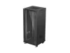 Lanberg FF01-6627-12B 19" 27U SZÉL:600mm MÉLY:600mm MAG:1381mm lapraszerelt üvegajtós fekete álló rack szekrény