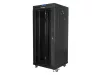 Lanberg FF01-6627-12BL 19" 27U SZÉL:600mm MÉLY:600mm MAG:1431mm lapraszerelt LCD üvegajtós fekete álló rack szekrény