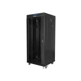  Lanberg FF01-6627-12BL 19" 27U SZÉL:600mm MÉLY:600mm MAG:1431mm lapraszerelt LCD üvegajtós fekete álló rack szekrény