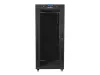 Lanberg FF01-6627-12BL 19" 27U SZÉL:600mm MÉLY:600mm MAG:1431mm lapraszerelt LCD üvegajtós fekete álló rack szekrény