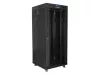 Lanberg FF01-6627-12BL 19" 27U SZÉL:600mm MÉLY:600mm MAG:1431mm lapraszerelt LCD üvegajtós fekete álló rack szekrény