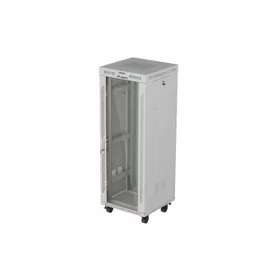   Lanberg FF01-6632-12SL 19" 32U SZÉL:600mm MÉLY:600mm MAG:1677mm lapraszerelt LCD üvegajtós szürke álló rack szekrény
