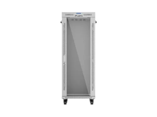 Lanberg FF01-6632-12SL 19" 32U SZÉL:600mm MÉLY:600mm MAG:1677mm lapraszerelt LCD üvegajtós szürke álló rack szekrény