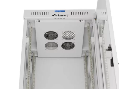 Lanberg FF01-6632-12SL 19" 32U SZÉL:600mm MÉLY:600mm MAG:1677mm lapraszerelt LCD üvegajtós szürke álló rack szekrény