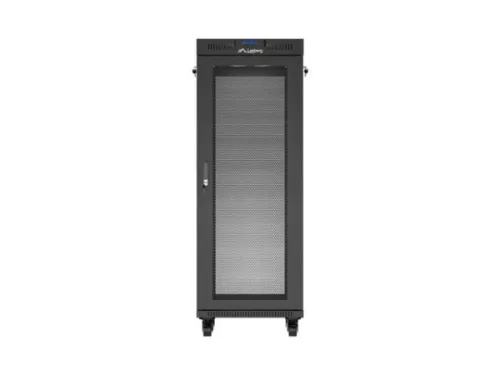 Lanberg FF01-6632-23BL 19" 32U SZÉL:600mm MÉLY:600mm MAG:1603mm lapraszerelt LCD hálós fémajtós fekete álló rack szekrény