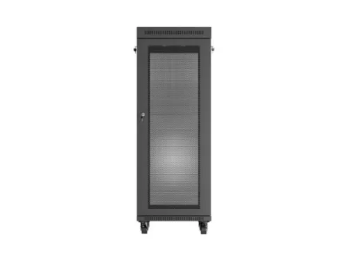 Lanberg FF01-6632-23BL 19" 32U SZÉL:600mm MÉLY:600mm MAG:1603mm lapraszerelt LCD hálós fémajtós fekete álló rack szekrény