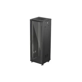   Lanberg FF01-6637-12B 19" 37U SZÉL:600mm MÉLY:600mm MAG:1826mm lapraszerelt üvegajtós fekete álló rack szekrény
