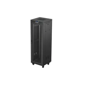   Lanberg FF01-6637-23BL 19" 37U SZÉL:600mm MÉLY:600mm MAG:1898mm lapraszerelt LCD hálós fémajtós fekete álló rack szekrény