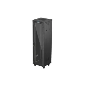   Lanberg FF01-6642-12BL 19" 42U SZÉL:600mm MÉLY:600mm MAG:2097mm lapraszerelt LCD üvegajtós fekete álló rack szekrény