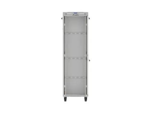 Lanberg FF01-6642-12SL 19" 42U SZÉL:600mm MÉLY:600mm MAG:2121mm lapraszerelt LCD üvegajtós szürke álló rack szekrény
