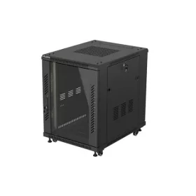   Lanberg FF01-6815-12B 19" 15U SZÉL:600mm MÉLY:800mm MAG:848mm lapraszerelt üvegajtós fekete rack álló szekrény