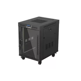   Lanberg FF01-6815-12BL 19" 15U SZÉL:600mm MÉLY:800mm MAG:898mm lapraszerelt LCD üvegajtós fekete álló rack szekrény