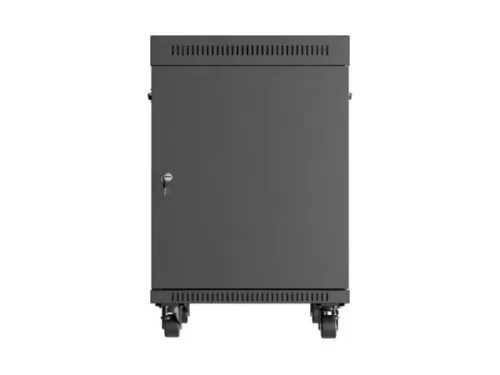 Lanberg FF01-6815-12BL 19" 15U SZÉL:600mm MÉLY:800mm MAG:898mm lapraszerelt LCD üvegajtós fekete álló rack szekrény