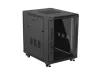 Lanberg FF01-6815-12B 19" 15U SZÉL:600mm MÉLY:800mm MAG:848mm lapraszerelt üvegajtós fekete rack álló szekrény