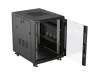 Lanberg FF01-6815-12B 19" 15U SZÉL:600mm MÉLY:800mm MAG:848mm lapraszerelt üvegajtós fekete rack álló szekrény
