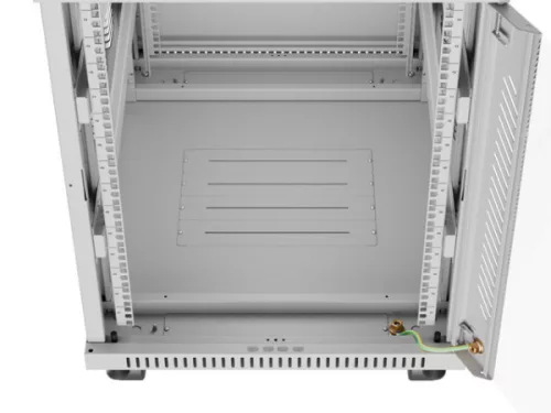 Lanberg FF01-6815-12SL 19" 15U SZÉL:600mm MÉLY:800mm MAG:922mm lapraszerelt LCD üvegajtós szürke álló rack szekrény