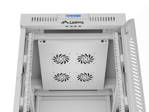 Lanberg FF01-6815-12SL 19" 15U SZÉL:600mm MÉLY:800mm MAG:922mm lapraszerelt LCD üvegajtós szürke álló rack szekrény