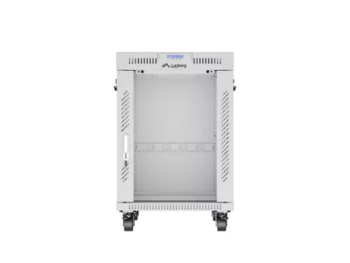 Lanberg FF01-6815-12SL 19" 15U SZÉL:600mm MÉLY:800mm MAG:922mm lapraszerelt LCD üvegajtós szürke álló rack szekrény