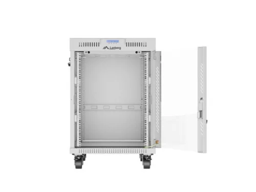 Lanberg FF01-6815-12SL 19" 15U SZÉL:600mm MÉLY:800mm MAG:922mm lapraszerelt LCD üvegajtós szürke álló rack szekrény