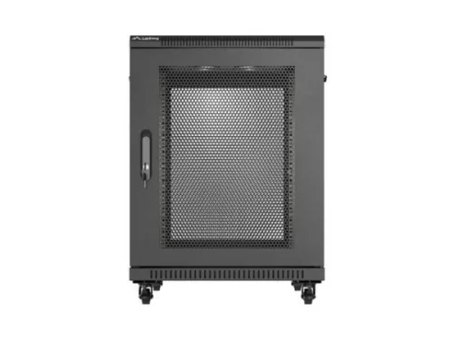 Lanberg FF01-6815-23B 19" 15U SZÉL:600mm MÉLY:800mm MAG:848mm lapraszerelt hálós fémajtós fekete álló rack szekrény