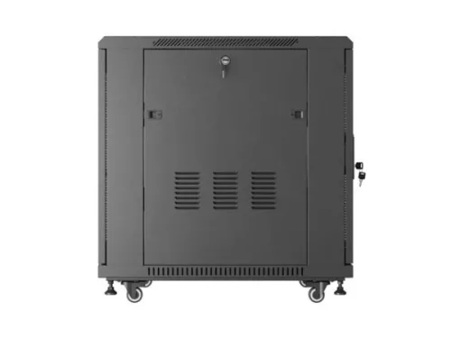 Lanberg FF01-6815-23B 19" 15U SZÉL:600mm MÉLY:800mm MAG:848mm lapraszerelt hálós fémajtós fekete álló rack szekrény
