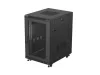 Lanberg FF01-6818-23B 19" 18U SZÉL:600mm MÉLY:800mm MAG:900mm lapraszerelt hálós fémajtós fekete álló rack szekrény