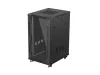 Lanberg FF01-6822-12B 19" 22U SZÉL:600mm MÉLY:800mm MAG:1159mm lapraszerelt üvegajtós fekete álló rack szekrény