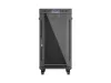 Lanberg FF01-6822-12BL 19" 22U SZÉL:600mm MÉLY:800mm MAG:1239mm lapraszerelt LCD üvegajtós fekete álló rack szekrény