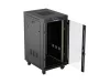 Lanberg FF01-6822-12BL 19" 22U SZÉL:600mm MÉLY:800mm MAG:1239mm lapraszerelt LCD üvegajtós fekete álló rack szekrény