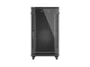 Lanberg FF01-6822-12B 19" 22U SZÉL:600mm MÉLY:800mm MAG:1159mm lapraszerelt üvegajtós fekete álló rack szekrény