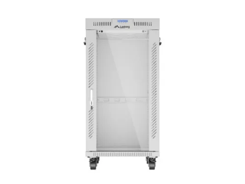 Lanberg FF01-6822-12SL 19" 22U SZÉL:600mm MÉLY:800mm MAG:1233mm lapraszerelt LCD üvegajtós szürke álló rack szekrény