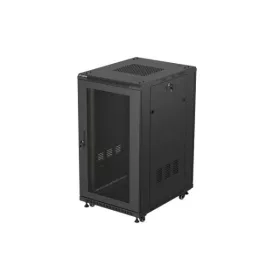   Lanberg FF01-6822-23B 19" 22U SZÉL:600mm MÉLY:800mm MAG:1159mm lapraszerelt hálós fémajtós fekete álló rack szekrény