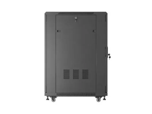 Lanberg FF01-6822-23B 19" 22U SZÉL:600mm MÉLY:800mm MAG:1159mm lapraszerelt hálós fémajtós fekete álló rack szekrény